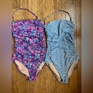 J. Crew Strapless One Piece Bathing suit bundle floral size XXS. 1588